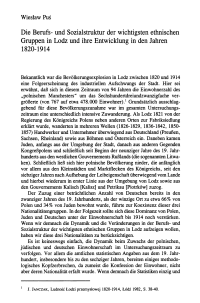Die Berufs- und Sozialstruktur der wichtigsten ethnischen Gruppen in Lodz und ihre Entwicklung in den Jahren 1820-1914