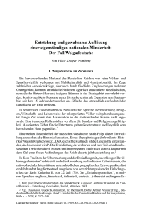 Entstehung und gewaltsame Auflösung einer eigenständigen nationalen Minderheit: Der Fall Wolgadeutsche