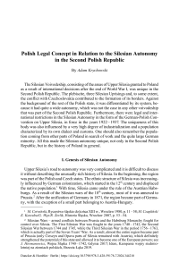 Polish Legal Concept in Relation to the Silesian Autonomy in the Second Polish Republic