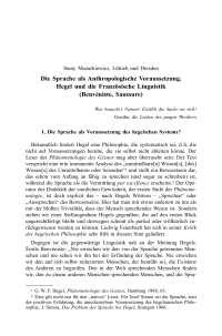 Die Sprache als Anthropologische Voraussetzung. Hegel und die Französische Linguistik (Benvéniste, Saussure)