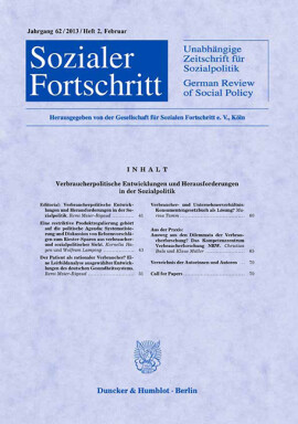 Verbraucherpolitische Entwicklungen und Herausforderungen in der Sozialpolitik