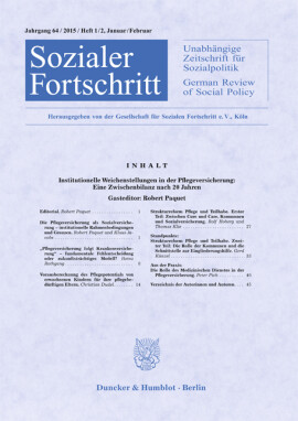 Institutionelle Weichenstellungen in der Pflegeversicherung: Eine Zwischenbilanz nach 20 Jahren
