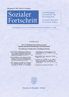 Die UN-Behindertenrechtskonvention. Impulse und Herausforderungen in Deutschland