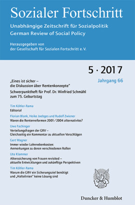 “Eines ist sicher – die Diskussion über Rentenkonzepte“. Schwerpunktheft für Prof. Dr. Winfried Schmähl zum 75. Geburtstag